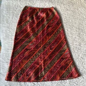 Elegant Paisley Red and Brown Skirt
